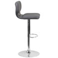 thumbnail image 3 of Contemporary Gray Vinyl Adjustable Height Barstool with Vertical Stitch Back and Chrome Base, 3 of 9