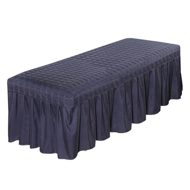 Couverture de Massage de Feuille de Valance de Table Cosmétique de Massage avec Trou Bleu Foncé-185x70cm