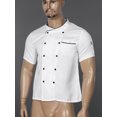 thumbnail image 3 of zdhoor Unisex Mens Womens Double-Breasted Chef Coat Cooks Jacket Chef Works Kitchen Cooking Uniform White Short Sleeve XL, 3 of 7