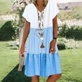 thumbnail image 2 of QIPOPIQ Robes pour Femmes Robe Midi à Manches Courtes à Étages Tendance Aguichant Décontractée Robes Robe d'Été Sans Manches Col Rond Unie Robe à Fente Offres 2023, 2 of 6