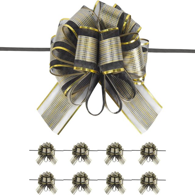 HLONK 10 PCS Large Pull Bow Gift Wrapping Bows Pull Bow with Ribbon for Wedding Gift Baskets Party Gift Wrap Bows Presents Decorating Bows Blue