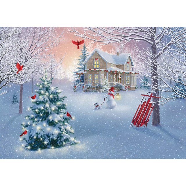 Box Home for Christmas Christmas Cards - 15 Cards / 16 Foil Envelopes
