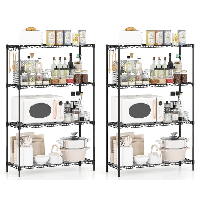 Costway 2 PCS Metal Storage Shelving Unit, 1000 LBS Storage Organizer with V-Shaped Rack