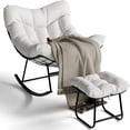 thumbnail image 5 of Eastvita White Outdoor Rattan Egg-Shaped Rocking Chair with Footstool, 5 of 5