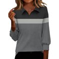 thumbnail image 1 of FRSASU Womens Tops 3/4 Sleeve V Neck Shirts Color Block Casual Business Basic Tees Summer Tops Gray S(S), 1 of 5