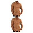 thumbnail image 3 of pitrice Chemise Homme à Simple Boutonnage Été Boutonnée Col Rabattu Chemises Polyester Mode Vêtements Cadeau d'Anniversaire Marron TTTG 2Set, 3 of 6