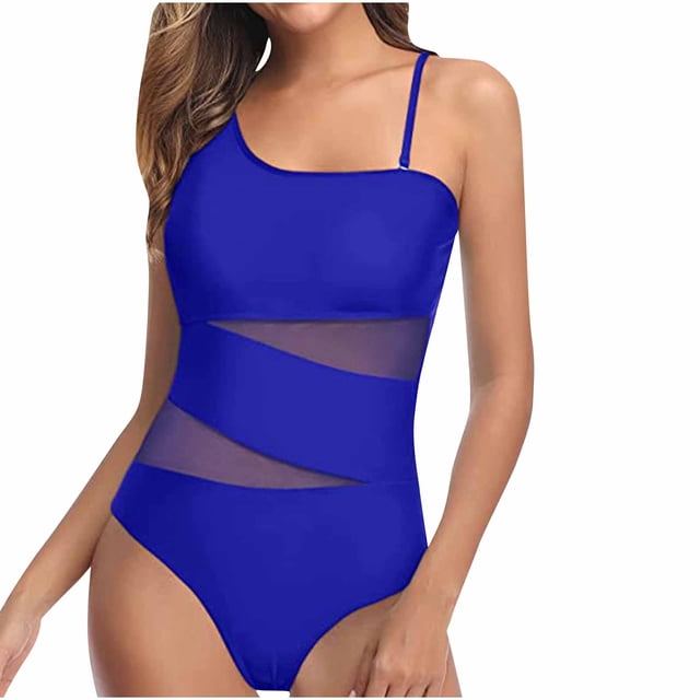 Diufon Swimsuit for Women Trendy Mesh Backless Bathing Suits Summer Beach Solid Color Tight Swimwear