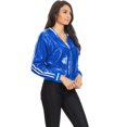 thumbnail image 3 of Veste Bomber à Paillettes à Rayures pour Femmes à Manches Longues avec Fermeture Éclair Frontale, 3 of 5