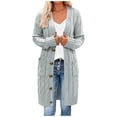 thumbnail image 1 of Pisexur Shacket Jacket Women Long Sleeve Cable Knit Long Cardigan Open Front Button Sweater Outerwear Pocketed Shirts Fall Jacket Shackets, 1 of 6