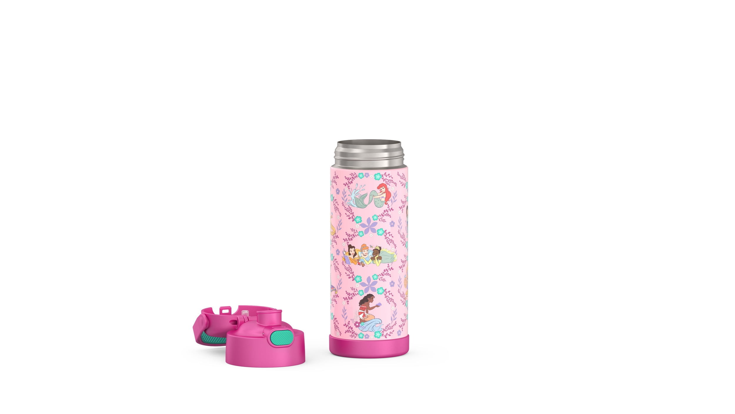 Bouteille isotherme Thermos Kids Funtainer en acier inoxydable de 470 ml avec bouchon à bec verseur, Princesse
