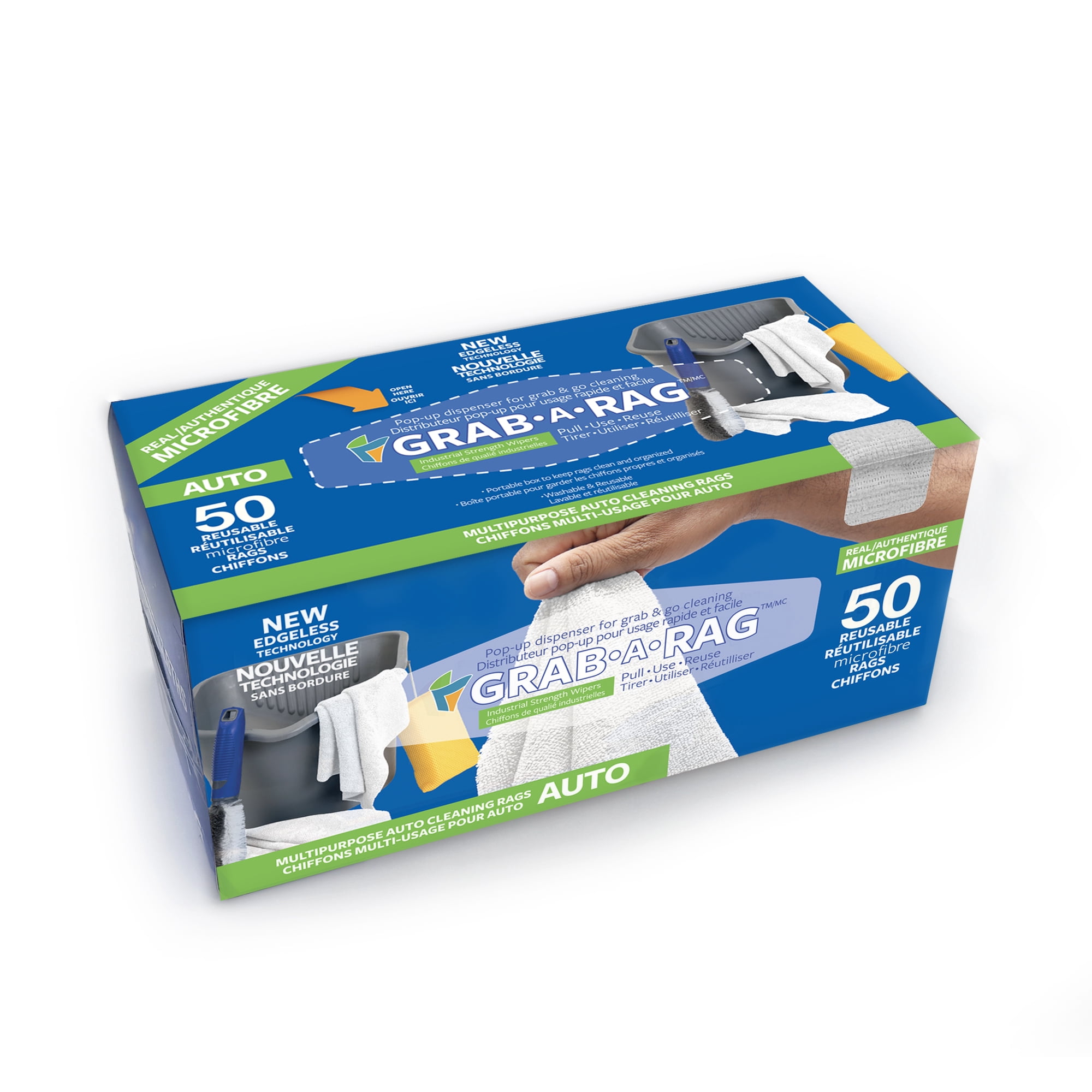 Grab•A•Rag Multipurpose Automotive and Household Cleaning Cloths and Wipes, 50pk White