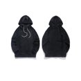thumbnail image 2 of FOCUSNORM Men Plush Loose Hoodies Solid Color Drawstring Hooded Sweatshirts Long Sleeve Tops Fall Winter Casual Pullovers, 2 of 7