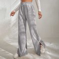 thumbnail image 1 of XZNGL Womens Solid Corduroy Splicing Slit Hem Trousers, 1 of 7