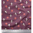 thumbnail image 1 of Soimoi Polyester Crepe Fabric Floral & Dog Cartoon Print Fabric by The Yard 52 Inch Wide, 1 of 3