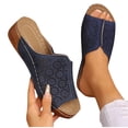thumbnail image 4 of Gspmoly Sandales à Enfiler pour Femmes, Mode Décontractée d'Été Nouvelle Plage Bout Rond Couleur Unie Sandales Compensées Ajourées Pantoufles pour Femmes Bleu 36, 4 of 7
