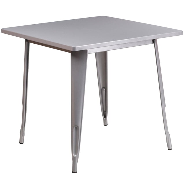 Table intérieure-extérieure en métal noir carrée de 31,5 po