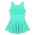 thumbnail image 4 of Oyolan Robe de Patinage Artistique en Maille Strass Pailletée pour Filles, Maillot de Ballet une Pièce Vert Menthe 12, 4 of 7