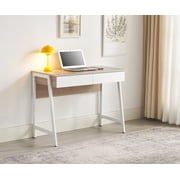 Mainstays 2 Drawers Computer Desk with USB Charger for Teen Adult, 39.4' Study Writing Table, Natural Finish.
