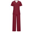 thumbnail image 4 of yoeyez Womens Scrub Setsjoggers,Womens Stretch V-Neck Scrub Top & Pants Protective Clothing Scrubs With Multi Pockets Wine, 4 of 6