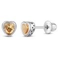 thumbnail image 1 of 925 Sterling Silver Girls Simulated Citrine Birthstone Heart Screw Back Earrings, 1 of 6