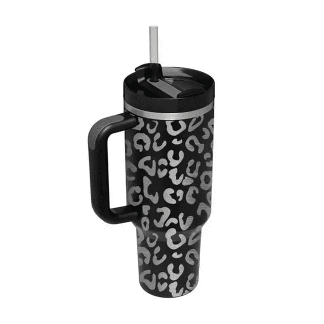 Inkcraft 40oz Stainless Steel Insulated Coffee Mug with Handle and Straw, Portable Travel Mug Tumbler, Car Water Bottle