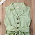 thumbnail image 3 of Faithtur Baby Girl Sleeveless Romper Button Shorts with Belt Jumpsuit, 3 of 6