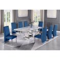 thumbnail image 4 of Ensemble de Salle à Manger de 9 Pièces en Acier Inoxydable Argenté avec Table en Marbre et Chaises Marines, 4 of 4