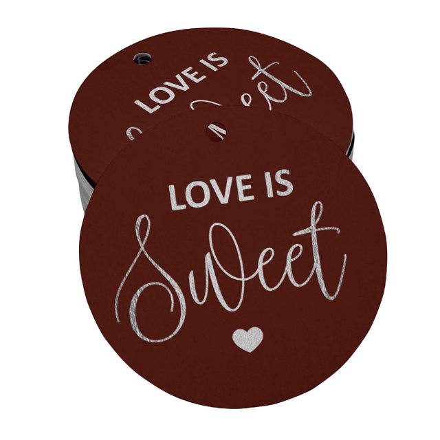 Inkdotpot 100 Pack Love Is Sweet Wedding Favor Paper Tag Craft Real Silver Foil Hang Tag