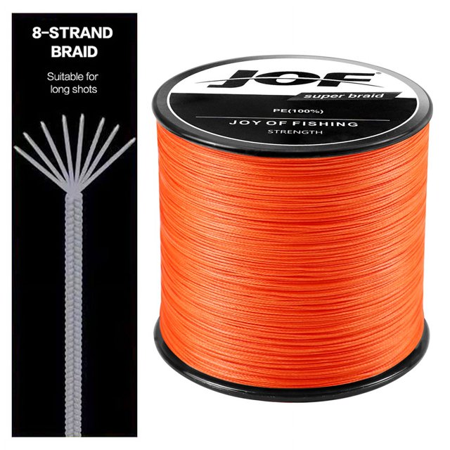 1000M 500M 300M 100M 8 Strands PE Braided Wire Fishing Line 20LB-100LB Incredibly Strong Multifilament PE Line Orange Mainline