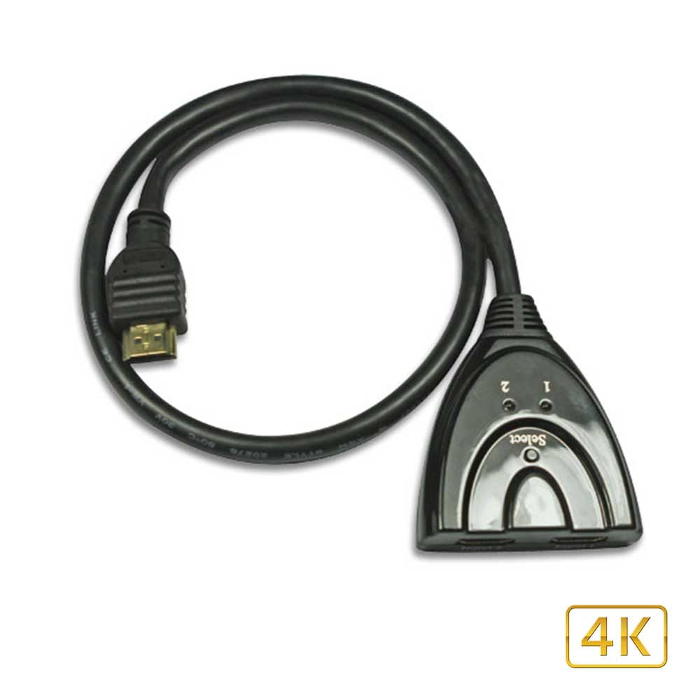Techly 4K Bidirectional HDMI Switch - 2 Port HDMI Switch Cable with 1 Output, Supports 3D Format, 1 pc