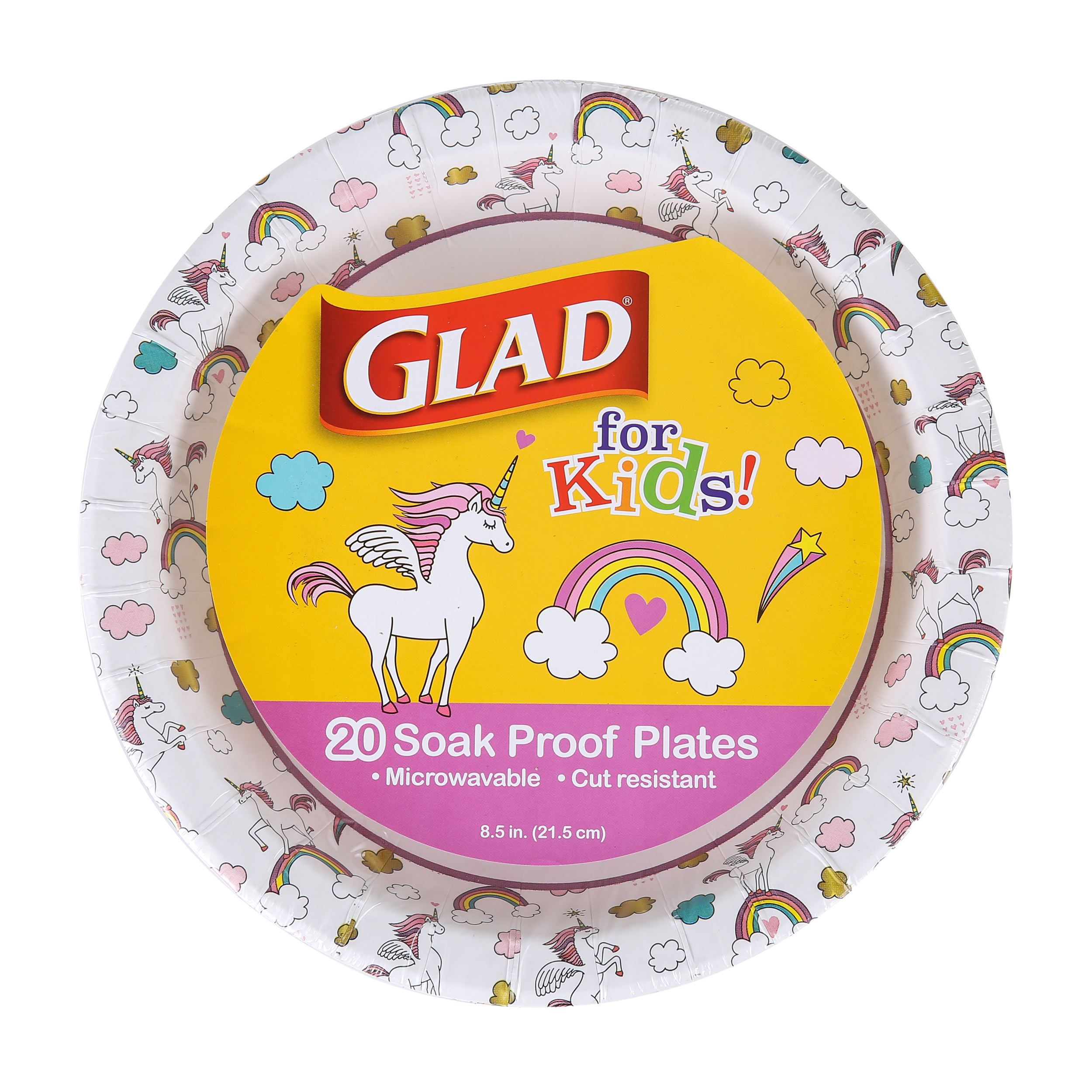 Glad For Kids 8.5" Unicorn Round Paper Plates 20 ct
