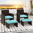 thumbnail image 4 of Costway 2 PCS Patio PE Rattan Ottomans Outdoor Footstool Footrest Turquoise, 4 of 9