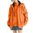 thumbnail image 2 of Women's Fashion Solid Color Long Sleeve Waterproof Rain Jacket with Zipper Pockets, Windbreaker Coat for Outdoor Use, Hooded Design for All-Weather Protection, 2 of 7