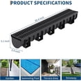 thumbnail image 1 of OUYAWEI 6PC Trench Drain System Driveway Drainage Channel Plastic Grates End Caps Heavy Duty Black, 1 of 9