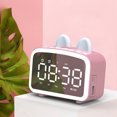 thumbnail image 2 of Pink Wireless Bluetooth Speaker Alarm Clock Audio Card Playback Radio Led Display Hands Free Calling Mini Clock For Home Office Plastic 138 Char Pink, 2 of 6