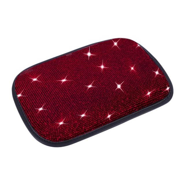 Red Car Armrest Box Cushion Protective Cover With Decorative Design Universal Fit For Vehicle Interior 11.81X8.66X0.08 Inches 0.22 Lbs