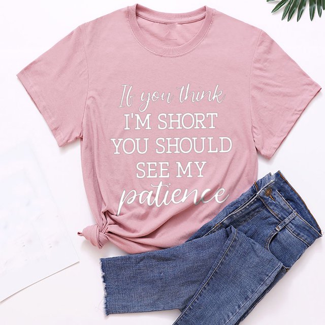 EGNMCR T Shirts pour Femmes Women's Mode Été Col Rond Loisirs Manches Courtes Hauts Imprimés