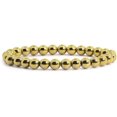 thumbnail image 1 of Bracelet Extensible Unisexe en Perles Rondes de 6 mm avec Pierre Précieuse Hématite Revêtue d'Or Métallique 6,5 Pouces, 1 of 2