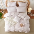 thumbnail image 2 of JOLUSERE Housse de Couette à Rayures 100 % Coton Ensemble Simple, Housse de Couette 2 Pcs à Texture Type Lin Respirante (Rayures Classiques Rose Grisâtre et Blanc), 2 of 12