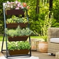 thumbnail image 3 of Flower Pots, 4-Ft Raised Garden Bed - Vertical Garden Freestanding Elevated Planters 4 Container Boxes, Flower Pots, 3 of 6