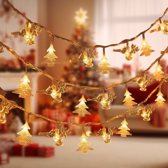 Guirlande Lumineuse en Plastique LED Renne Sapin de Noël Guirlande Lumineuse 3 m Plastique Blanc Lumières Décoratives de Fête pour Décoration Intérieure Extérieure 1 Pcs JASKFLY