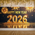 thumbnail image 4 of Decorative Design New Year Banner Colorful Theme Celebration Banner Balloon Decoration Fireworks Party Banner for New Year Party Festival Gathering Event, 4 of 5