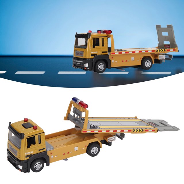 Flatbed Truck Toy, Alloy Durable Flatbed Trailer Model Rear Wheel Return Force For Children For Home