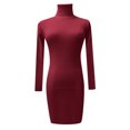 thumbnail image 4 of WTXUE Robe à Manches Longues, Robe Chandail Tricotée à Col Roulé pour Femmes Automne Hiver à Manches Longues, Robes Rouges pour Femmes, Rouge TG, 4 of 4