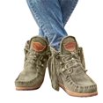 thumbnail image 1 of Nouvelles Bottines Rétro en Daim pour Femmes Chaussures de Luxe Mates avec Franges Chaussures de Mode Rétro en Daim Chaussures de Luxe Mates avec Franges Bottines à la Mode pour Femmes (Noir 43), 1 of 2