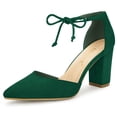 thumbnail image 1 of BLISSFUL STEP Women's Ankle Tie Block Heel Pointed Toe Dress Pumps, 1 of 6
