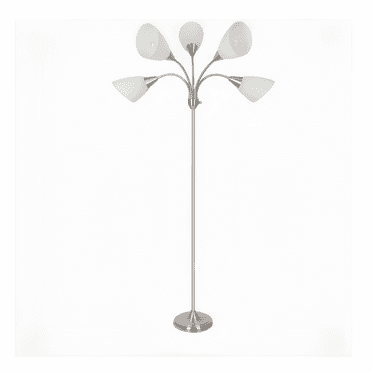 HonoDing Floor Lamp, 68", Arc Tree Floor Lamp 5 Adjustable Lights Standing Reading LightSatin Nickel