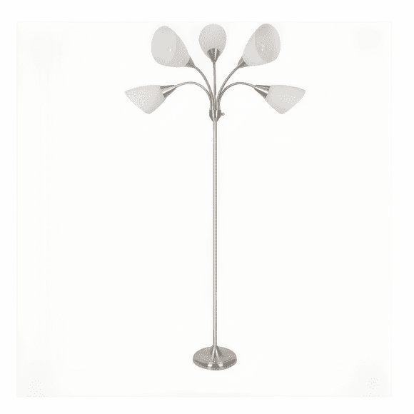 HonoDing Floor Lamp, 68", Arc Tree Floor Lamp 5 Adjustable Lights Standing Reading LightSatin Nickel