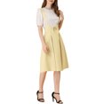 thumbnail image 2 of Unique Bargains Jupe Midi Plissée à Bretelles Rétro pour Femme à Taille Élastique Abricot m, 2 of 6