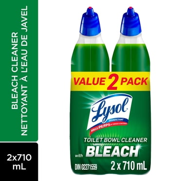 Lysol Nettoyant pour Cuvette, Eau de Javel, Élimination des Taches, 10x actions Nettoyantes, 710 ml, Lot de 2